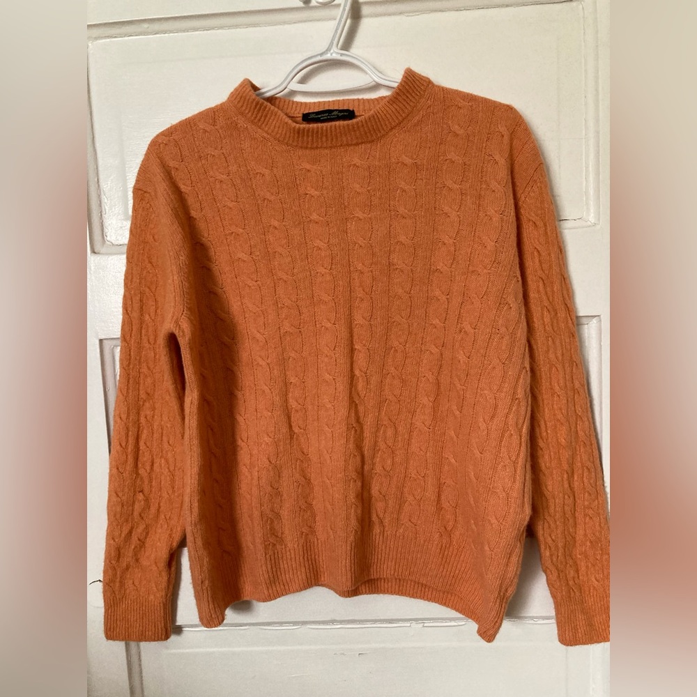 New soft peach-orange wool/cashmere blend sweater
